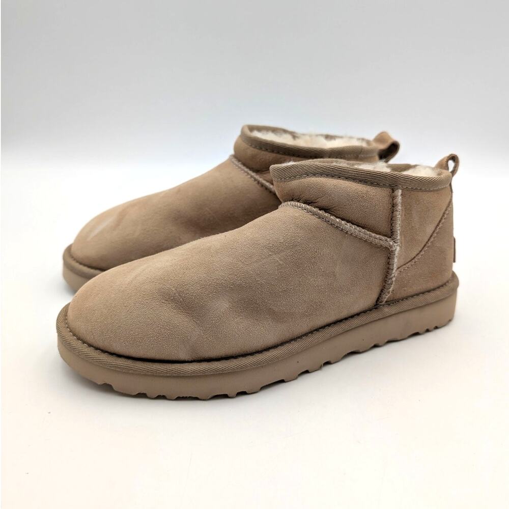 UGG Classic Ultra Mini Sheepskin Winter Boots Women's Taupe Size US7 EU38